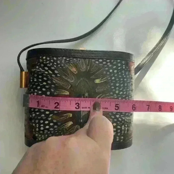 Vintage Genuine Peacock Feather Purse by Comeco Handbag Clutch w/ Strap Brown - Picture 13 of 14